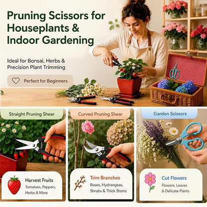 Bonsai & Indoor Plant Tool Set for Beginners, Plant Repotting Kit with Gardening Tools, Repotting Mat, Wicker Basket, Mini Pots & Indoor Gardening Gift for Women & Men