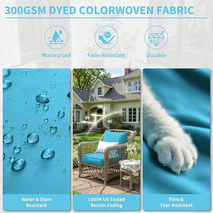 Premium Outdoor Seat Cushion Chair Cushions for Patio Furniture 22 L X 22 W X 4 H Waterproof & Fade Resistant Deep Seat and Backrest Cushion Set with Removable Covers for Chair, Sofa