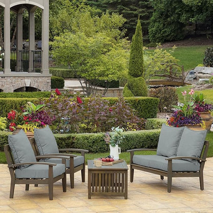 Arden Outdoor Deep Seat Cushion Set (4-Pack), 22 in x 24 in, Weather-Proof, Rain-Proof, Fade Resistant Patio Cushion for Chair, Sofa, and Couch Stone Grey Leala