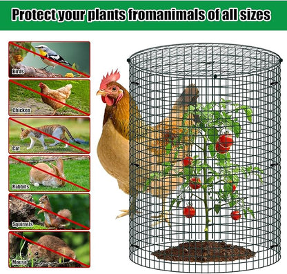 5 Pack Wire Plant Protector with Cover, 16"x12" Detachable Metal Plant Protectors Mesh, Garden Plant Protectors for Shrubs Flowers Vegetables to Keep Rabbit & Chicken Animals Out
