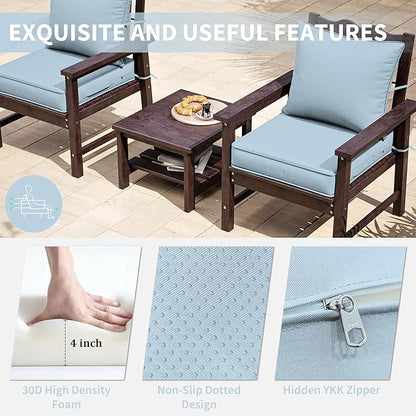 Premium Outdoor Seat Cushion Chair Cushions for Patio Furniture 22 L X 24 W X 4 H Waterproof & Fade Resistant Deep Seat and Backrest Cushion Set with Removable Covers for Chair, Sofa
