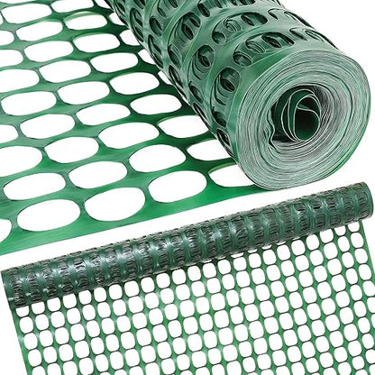 Houseables Fencing, Temporary Fence, Snow Fence, 4x100' Feet, 10.55 lb/roll, Green Plastic Fencing, Deer Netting, Plastic Mesh Roll, Safety Netting, Construction, Yard, Garden, Chicken, Dogs, Backyard
