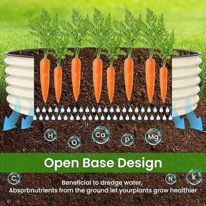 Raised Garden Bed 5x2x1.4 Ft Planter Box Outdoor with Rubber Edge Zinc-Aluminum-Magnesium Stainless Steel Durable Metal Garden Beds Kit for Vegetables, Flowers, Herbs and Succulents（Ivory）