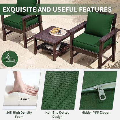 Premium Outdoor Seat Cushion Chair Cushions for Patio Furniture 19 L X 19 W X 4 H Waterproof & Fade Resistant Deep Seat and Backrest Cushion Set with Removable Covers for Chair, Sofa