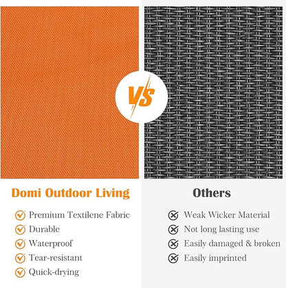 Domi Outdoor Lounge Chair, Aluminum Patio Chaise Lounge with 5 Position Adjustable Backrest and Wheels, All Weather Reclining Chair for Patio, Yard, Balcony, Poolside (Orange)