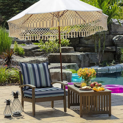 Arden Outdoor Foam Deep Seat Cushion Set (4-Pack), 24x24, Premium High-Density Foam, Never Flattens, Weather-Proof for Patio Chair Sofa Couch, Sapphire Aurora Blue Stripe