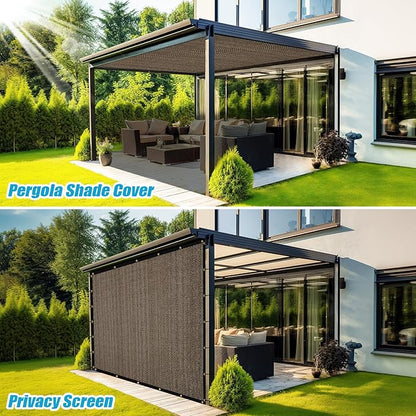 Amagenix 90% Shade Fabric 13'X 16' Mocha Sun Shade Cloth with Grommets for Pergola Replacement Shade Cover Canopy, Heavy Duty, Cable Zip Ties Included (We Customized)