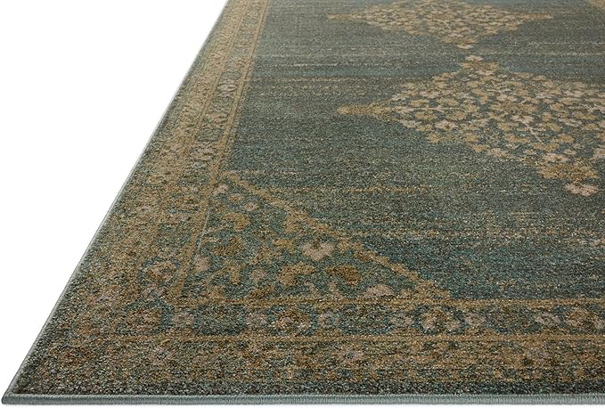 Loloi Magnolia Home by Joanna Gaines Mona Collection MOA-04 Aqua/Wheat 2'-6" x 4'-0" Accent Rug