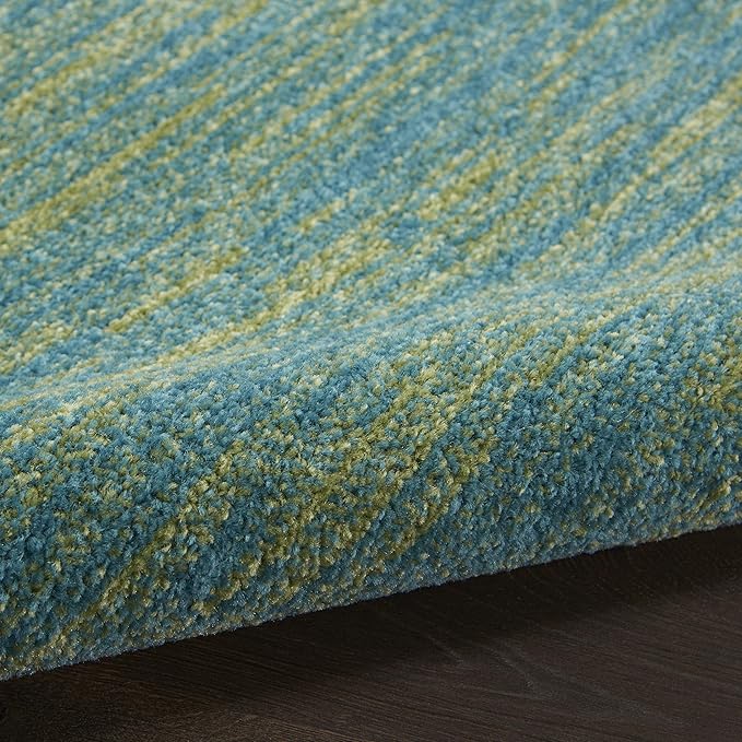 Nourison Home Essentials Indoor/Outdoor Blue Green 2'2" x 12' Area Rug, Easy Cleaning, Non Shedding, Bed Room, Living Room, Dining Room, Backyard, Deck, Patio (2x12)