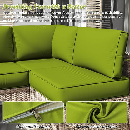 14 Pcs Outdoor Cushion Slipcovers Outdoor Patio Cushion Covers Replacement Waterproof with Zipper for Outdoor Furniture, Patio Sofa Couch 3 Sizes, Covers Only