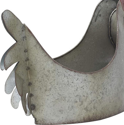 Deco 79 Metal Rooster Indoor Outdoor Planter Large Planter Pot, Planter 12" x 8" x 16", Gray