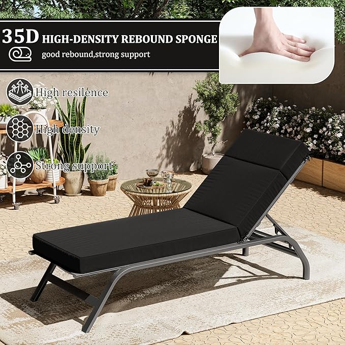 Chaise Lounge Cushions Outdoor, 80" L X 26" W X 4" D Lounge Chair Cushions for Outdoor Furniture, High-Density Foam Outdoor Chaise Cushion-Waterproof Fade-Resistant ThickPatio lounge chair cushion