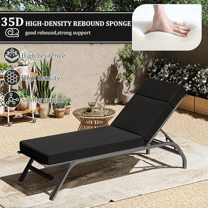 Chaise Lounge Cushions Outdoor, 80" L X 26" W X 4" D Lounge Chair Cushions for Outdoor Furniture, High-Density Foam Outdoor Chaise Cushion-Waterproof Fade-Resistant ThickPatio lounge chair cushion