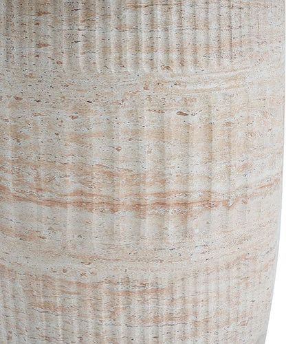 Christopher Knight Home Jaym 18.50" H Indoor Outdoor Accent Side Table, Patio Decorative End Table, Cylinder Lightweight Concrete Garden Stool for Patio Balcony & Garden Decor, Travertine