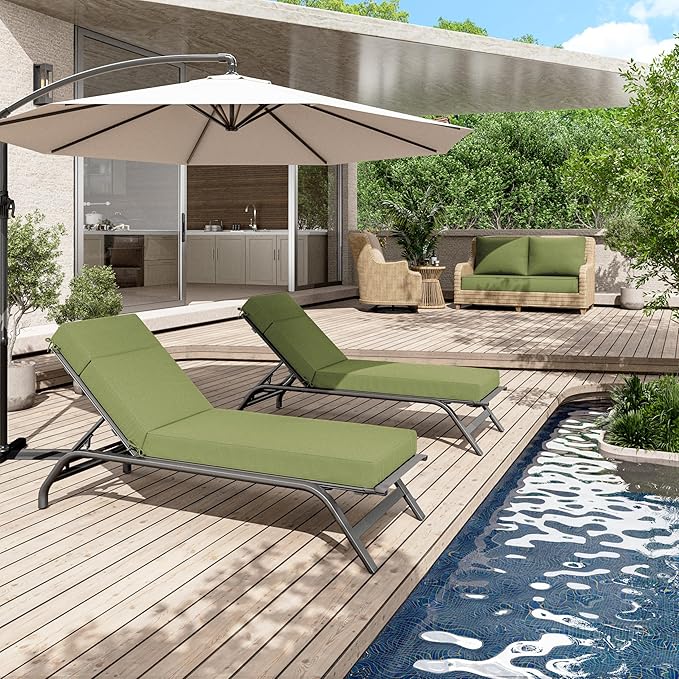 Chaise Lounge Cushions Outdoor, 72" L X 21" W X 4" D Lounge Chair Cushions for Outdoor Furniture, High-Density Foam Outdoor Chaise Cushion-Waterproof Fade-Resistant ThickPatio lounge chair cushion