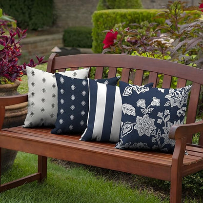 Arden Outdoor Throw Pillow, 16x16 Patio Accent Cushion, Water & UV Resistant, Fade Resistant Outdoor Decorative Pillow with Recycled Polyfiber Fill, Sapphire Blue Ashland Jacobean