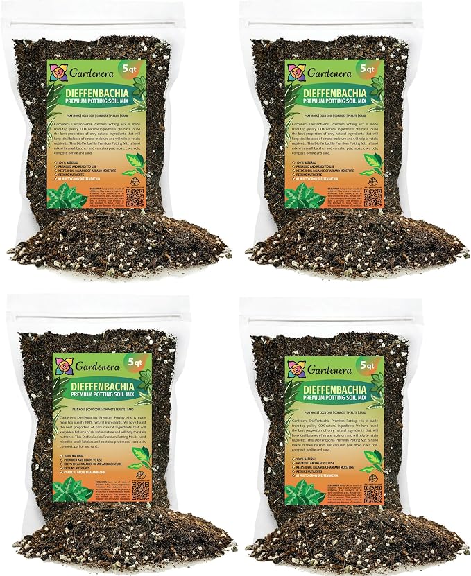 Gardenera Premium DIEFFENBACHIA Potting Soil Mix - Ideal for Growing Robust and Healthy Dieffenbachia - 20 Quart