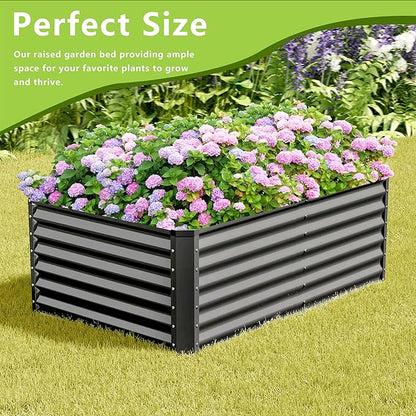 2PCS 4x2x2FT Galvanized Raised Garden Bed,Galvanized Planter Boxes Outdoor, Large Metal Raised Garden Beds for Vegetables-Grey