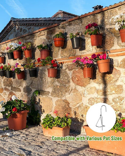 20 Packs Terracotta Pots Hanger Hooks,Sturdy Thick Stainless Steel Plant Hanger,Flower Pot Holders for Clay Pots,Wall and Fence Mounted Plant Holder,Terra Cotta Pot Hanging Holders(Side Hang,20Pack)
