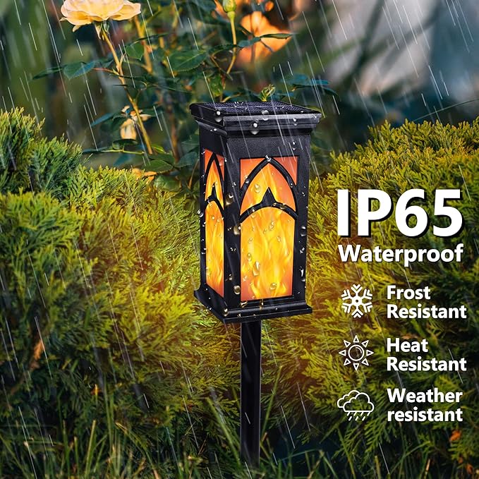 Solar Lights Outdoor, 10 Pack Solar Torch Light with Flickering Flame, Waterproof Garden Lights Outdoor Landscape Lighting, Flame Torches for Outside Patio Pathway Walkway Yard Lawn Decorations