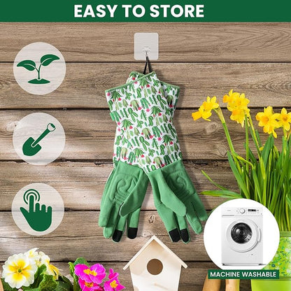 Trifabricy Gardening Gloves for Women - Long Garden Gloves with Grip Breathable, Thorn-Proof Puncture-Resistant Work Gloves