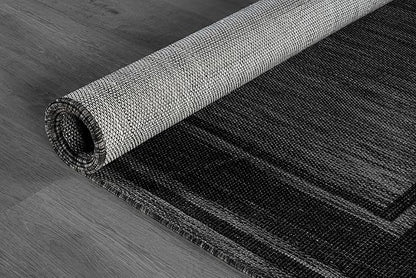 Beverly Rug Outdoor Rug 6x9 Modern Bordered Area Rugs for Indoor and Outdoor Patio Deck Porch Garden Waterproof Weather Sun Resistant Washable Outside Carpet (6 x 9 Black)