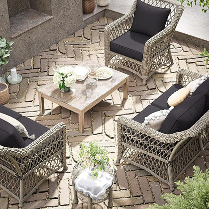 Premium Outdoor Seat Cushion Chair Cushions for Patio Furniture 24 L X 24 W X 5 H Waterproof & Fade Resistant Deep Seat and Backrest Cushion Set with Removable Covers for Chair, Sofa