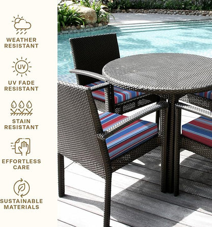 Honeycomb Outdoor Cushion Set 20" x 20", Stripe Blue & Red Dining Patio Cushions