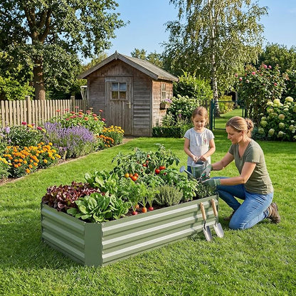 Aoodor 4 x 2 x 1 ft Raised Garden Bed for Patio Garden Lawn, Bed Only, Set of 2