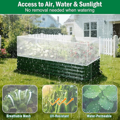 2PCS Garden Netting for Raised Beds, 4.8 X 2.2FT Garden Raised Bed Cover with Drawstring, Plant Netting for Garden Protection, Insect Bird Pest Barrier for Vegetables Fruits Flowers Crops