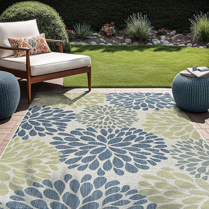 Beverly Rug Outdoor Rug 8x10 Modern Exotic Tropical Leaf Area Rugs for Indoor and Outdoor Patio Deck Porch Garden Water Resistant Washable Outside Carpet (8 x 10 Olive)