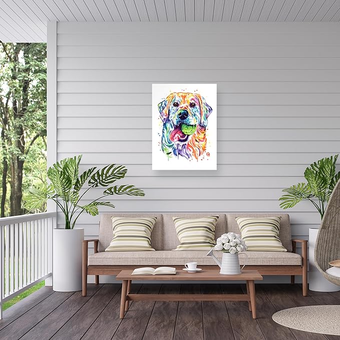 Outdoor Canvas Art - Lisa Whitehouse 'Golden Retriever' Wall Art for Outdoor Spaces, Patios, or Gardens by Trademark Fine Art