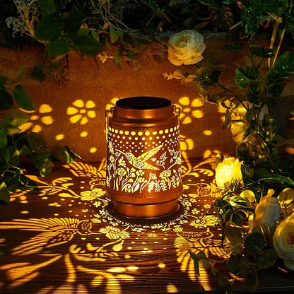 Solar Lantern Outdoor Waterproof Hanging Lights, Metal Hummingbird Decorative Lanterns for Garden Patio Yard Pathway Porch, Solar Powered Outdoor Lantern Gifts for Women Mom Grandma