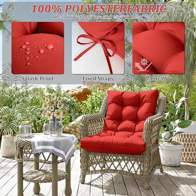 Patio Seat&Back Chair Cushions for Outdoor Furniture，Comfortable Cushions for Rocking/Dining/Lawn Chair-Set of 4