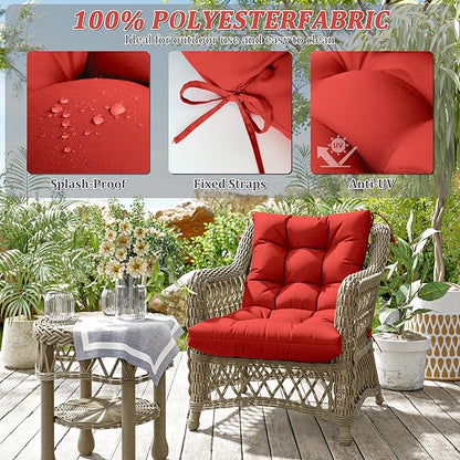 Patio Seat&Back Chair Cushions for Outdoor Furniture，Comfortable Cushions for Rocking/Dining/Lawn Chair-Set of 4