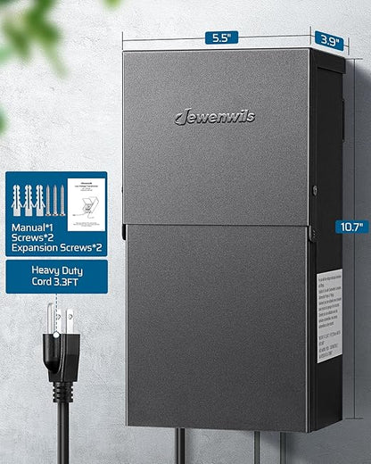 DEWENWILS 300W Low Voltage Landscape Transformer, 2 Zone Independent Control, 120V to 12V/14V AC, Outdoor Landscape Lighting Transformer with Timer & Photocell Sensor, Weatherproof