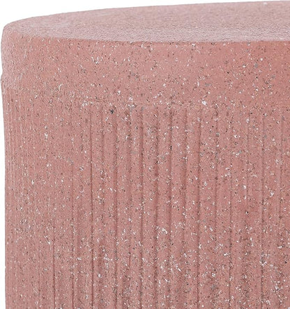 JONATHAN Y TBL1103B Kline 17.5" Mid-Century Modern Brutalist Indoor/Outdoor Accent Table Art Deco, Minimalist, Contemporary, Patio, Garden, Bathroom, Living Room, Pink Terrazzo Finish