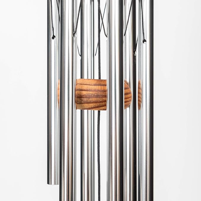 Festival 18-inch Redwood Wind Chime in Silver by Wind River for Patio, Backyard, Garden, and Outdoor décor. Made in The USA