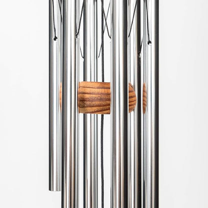 Festival 18-inch Redwood Wind Chime in Silver by Wind River for Patio, Backyard, Garden, and Outdoor décor. Made in The USA