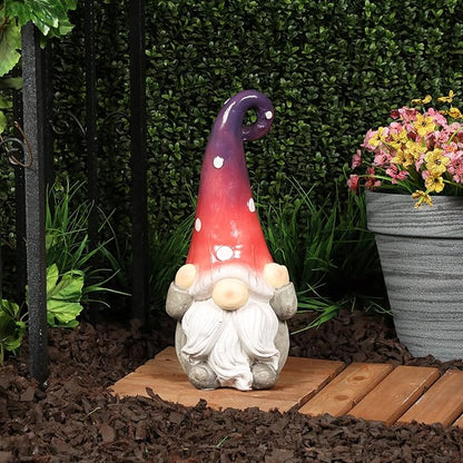Alpine Corporation QWR1460 Hear No Evil Gnome Statue, Whimsical Décor for Patio & Garden, 18" H, Purple