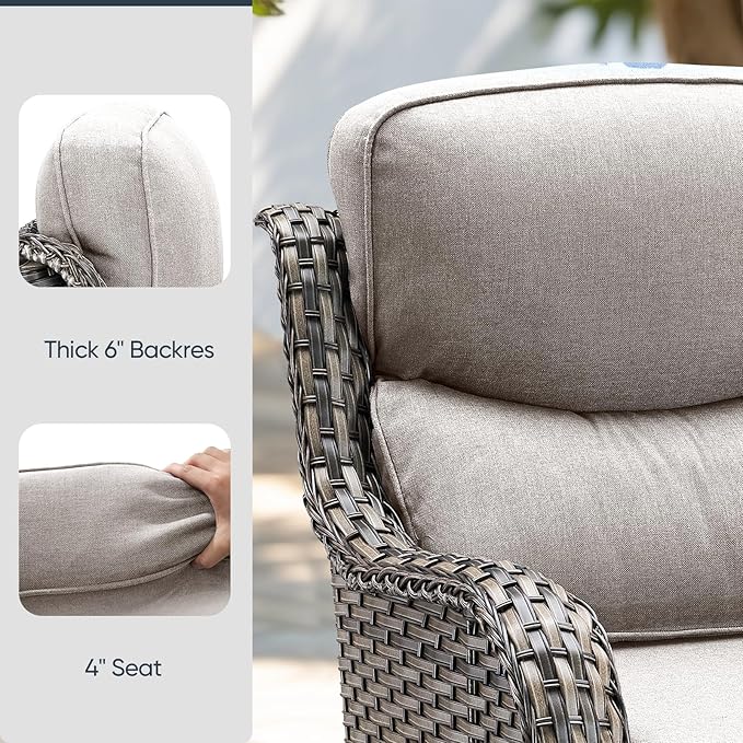 Patio Chair Cushions 5 Packs - Outside 22x24 High Back Water-Resistant Cushion with Zipper Cover for Outdoor Glider Rocking Chairs Loveseat 3-seat Couch Sofa – Beige/Crescent