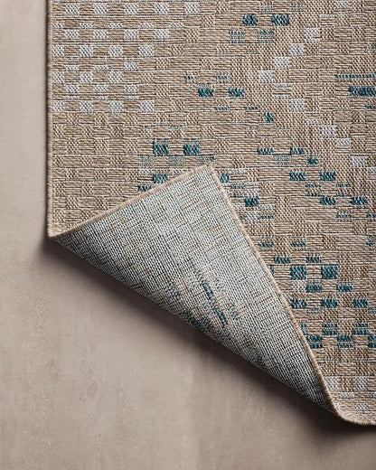 Loloi Amber Lewis Topanga Collection TOP-04 Natural/Aqua 3'-11" x 5'-11" Indoor/Outdoor Accent Rug