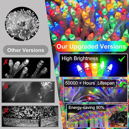 1332 LED 132ft Christmas String Lights Outdoor, 12 Modes Dimmable Curtain Lights with 296 Drops, Waterproof Fairy Lights with Timer for Bedroom Window Holiday Wedding Home Xmas Decor, Multicolor
