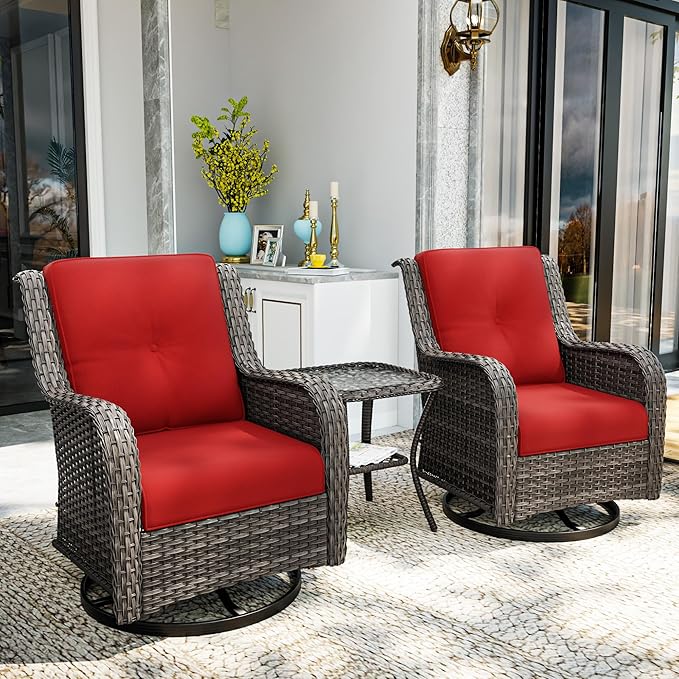 Outdoor Chair Cushions Set for Patio Furniture, 22x25/22x24 Inch, Waterproof & Fade Resistant Patio Chair Cushions, Thick Patio Furniture Cushion for Chair, Sofa, and Couch (Red, 2 Set)