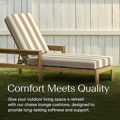 Honeycomb Outdoor Heritage Chaise, 22.5" W x 70" L, Cabana Stripe Tan Chair Cushion for Patio Furniture