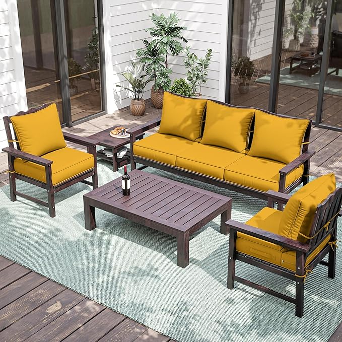 Premium Outdoor Seat Cushion Chair Cushions for Patio Furniture 19 L X 19 W X 4 H Waterproof & Fade Resistant Deep Seat and Backrest Cushion Set with Removable Covers for Chair, Sofa