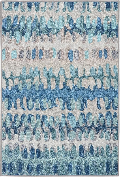 Dash & Albert Paint Chip Multi Machine Washable Rug, 8.5 X 11.5 Feet, Blue/Green Geometric Pattern