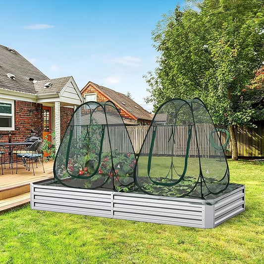 Pop up Garden Netting Cover Plant Guard Cover with 8 Stakes Bird Plant Tent Protector for Vegetables Fruits Flowers (1, 36 * 36 * 39 inch)