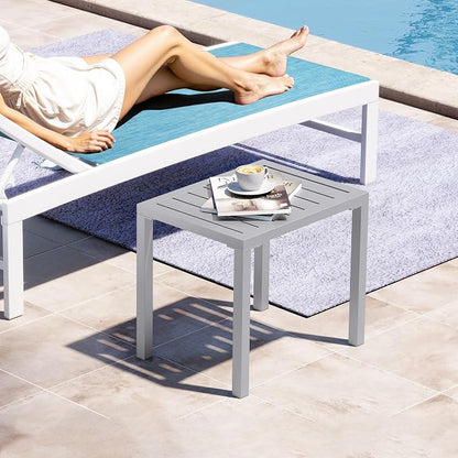 Crestlive Products Outdoor Side Table,Aluminum Rectangular Side/End Table, Small Patio Coffee Bistro Table for Outdoor Indoor