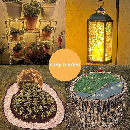 YEGUO 4 Pack Warm White Solar Fairy Lights, Each 33ft 100 LED Christmas Lights Outdoor Waterproof, 8 Modes Sliver Wire Solar String Lights